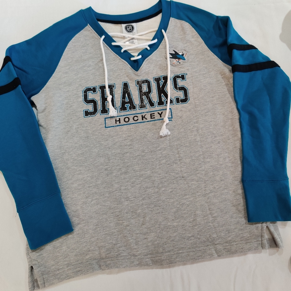 Sweatshirt San Jose Sharks Hockey Pullover Tie Nec